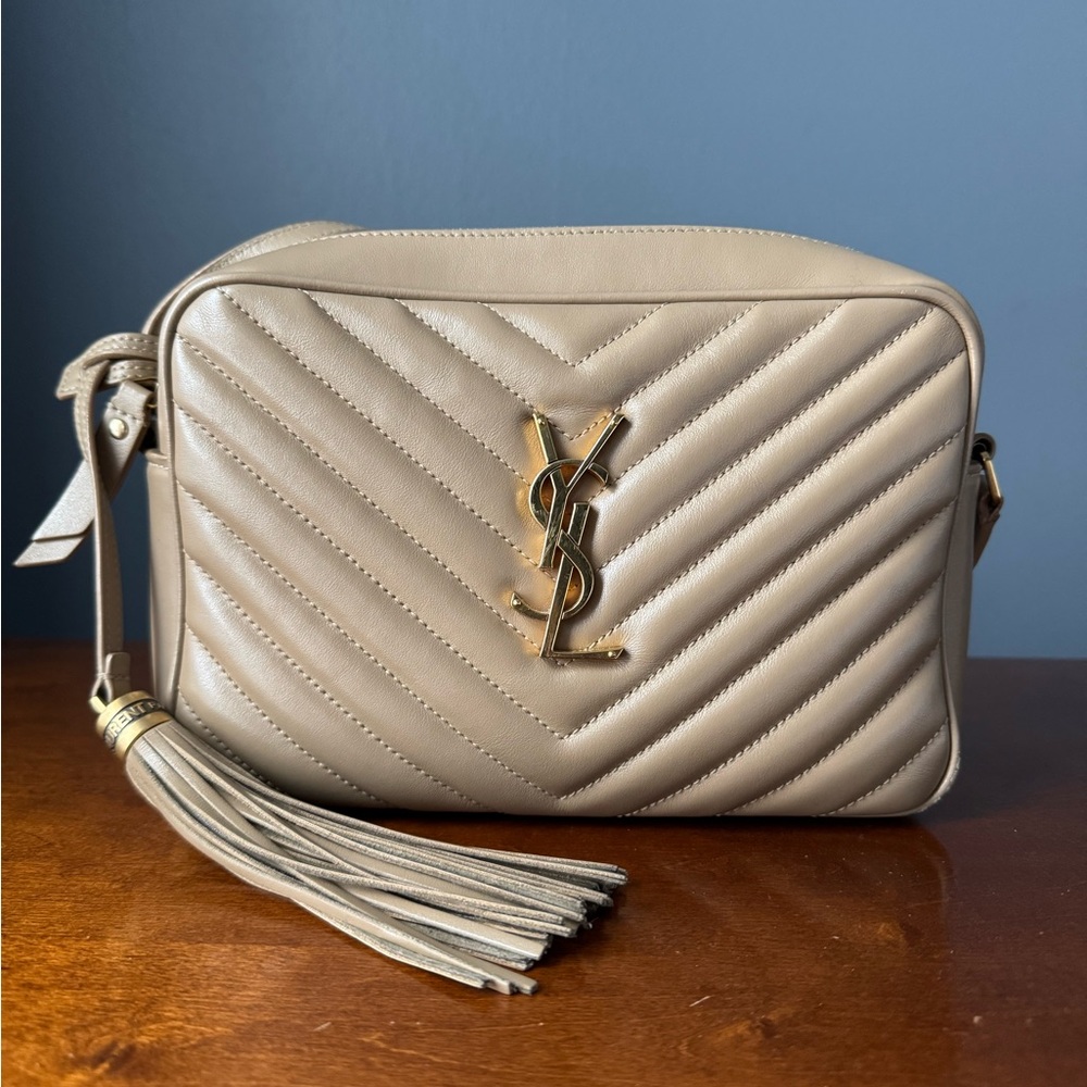 Yves Saint Laurent Beige Quilted Crossbody Bag
